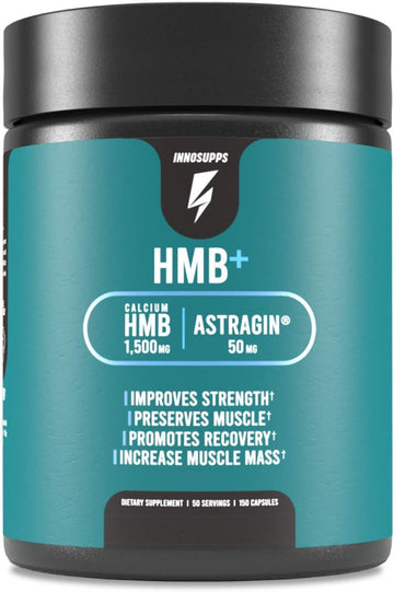 Innosupps Hmb+ | 1500Mg Hmb (Beta-Hydroxy Methylbutyrate) & 50Mg Astragin | Enhanced Absorption, Preserves Muscle, Promotes Recovery, Increase Lean Muscle Mass | Gluten Free - 120 Veggie Capsules