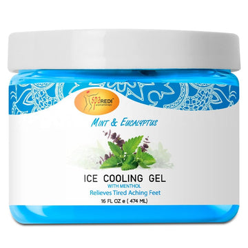Spa Redi - Massage Cooling Gel For Pedicure, Mint And Eucalyptus Oil With Menthol 16 Oz, Peppermint Extract - Professional Strength Pedicure Foot And Leg Ice Cooling Gel Massage Therapy