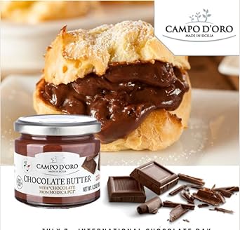 Premium Chocolate Spread, Dop Certified Modica Chocolate, Creamy, Buttery, No Palm Oil, From Sicily, Italy, 6.35Oz, Campo D'Oro