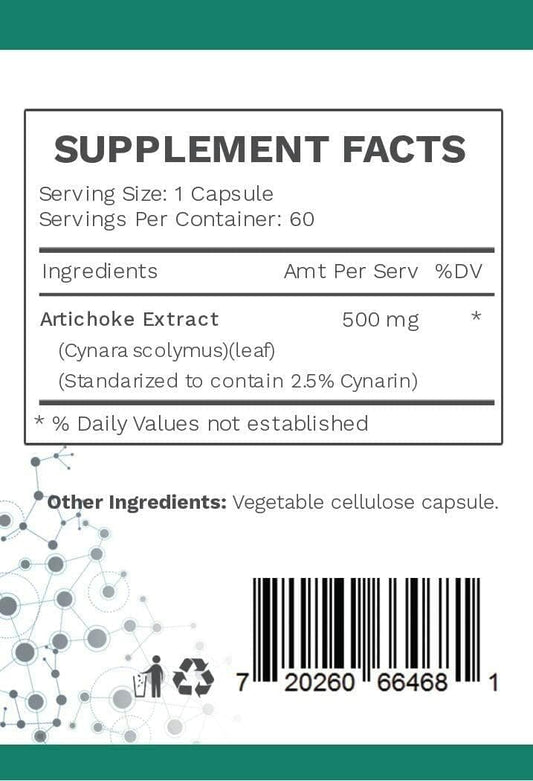 Artichoke Extract Capsules from Artichoke Leaf with Over 7mg of Cynarin A Great Source for Glucuronic Acid Content to Support Optimal Digestive Health and Estrogen Metabolism - Package May Vary
