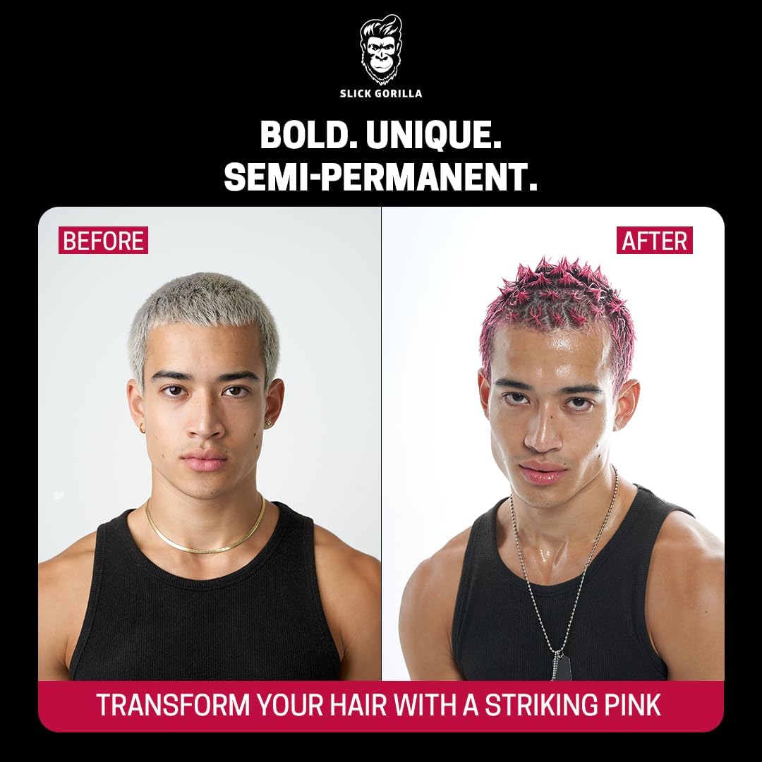 Slick Gorilla Vegan and Cruelty-Free Semi-Permanent PINK Hair Colour (3.38 Fl Oz, 100 ml PINK) : Amazon.co.uk: Beauty
