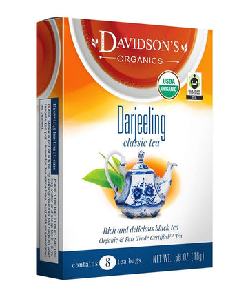 Davidson'S Organics, Darjeeling, 8-Count Tea Bags, Pack Of 12