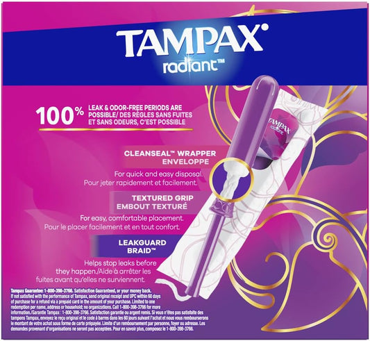 Tampax Radiant Tampons 42 R 2.7X 3/4/ 42ct, Pink and Blue