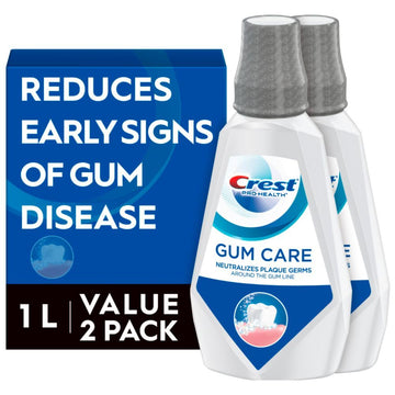 Crest Gum Care Mouthwash, Cool Wintergreen, Cpc (Cetylpyridinium Chloride) Antigingivitis/Antiplaque Oral Rinse 1L (33.8 Fl Oz), Pack Of 2