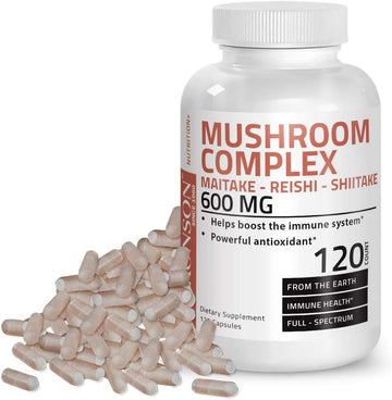 Triple Mushroom Complex - Maitake - Reishi - Shiitake - Powerful Antioxidant And Immune System Booster - Full Spectrum Mushroom Complex - 600 Mg Capsules - 120 Count