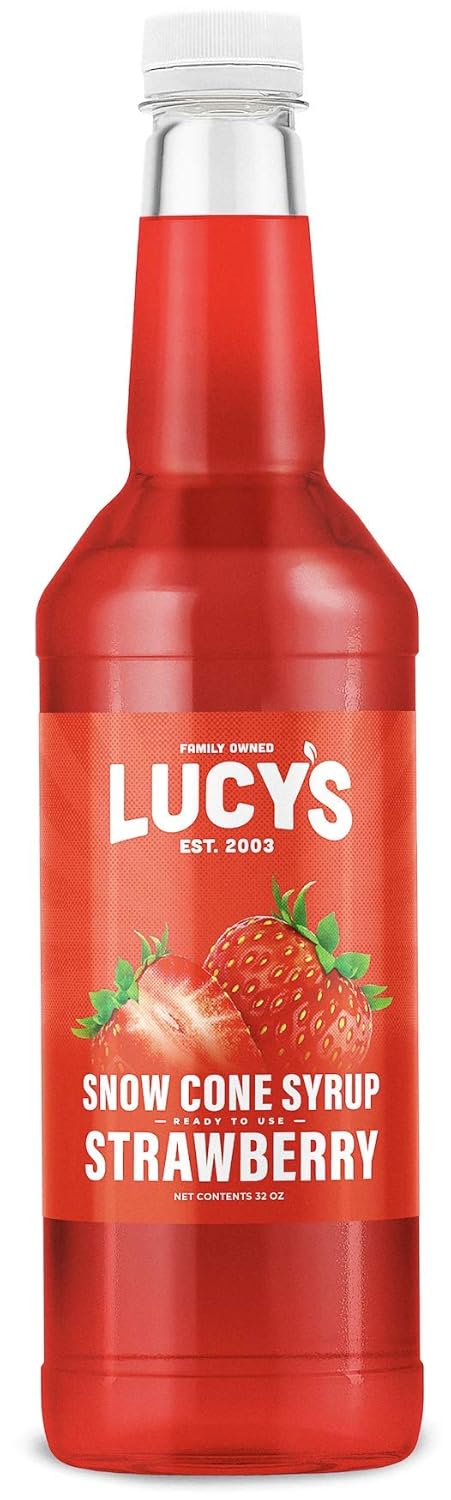 Lucy'S Family Owned - Shaved Ice Snow Cone Syrup - Strawberry - 32 Oz Syrup Bottle