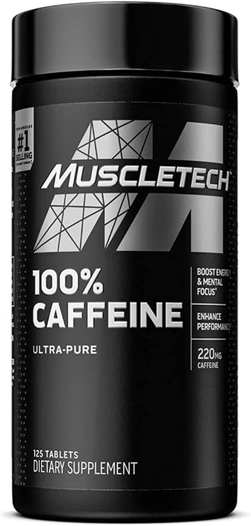 Caffeine Pills, Muscletech 100% Caffeine Energy Supplements, Preworkout Mental Focus + Energy Supplement, 220Mg Of Pure Caffeine, Sports Nutrition Endurance & Energy, 125 Count (Package May Vary)