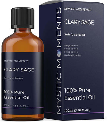 Mystic Moments | Clary Sage Essential Oil 100ml - Pure & Natural oil for Diffusers, Aromatherapy & Massage Blends Vegan GMO Free