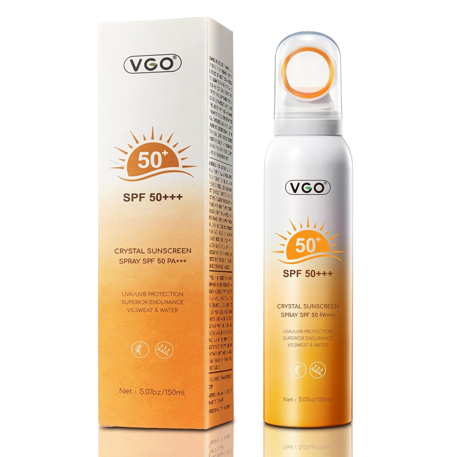 Vgo Crystal Sunscreen Spray Spf 50, Oxybenzone-Free Uva/Uvb Protection, Lightweight Moisturizing Sunscreen Water Resistant Spray For Body Face.150Ml