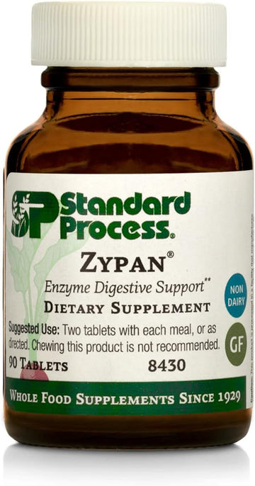 Standard Process Zypan - Digestive Health Support Supplement - Hci Supplement With Pancreatin, Betaine Hydrochloride & Pepsin - Support Macronutrient Digestion - 90 Tablets