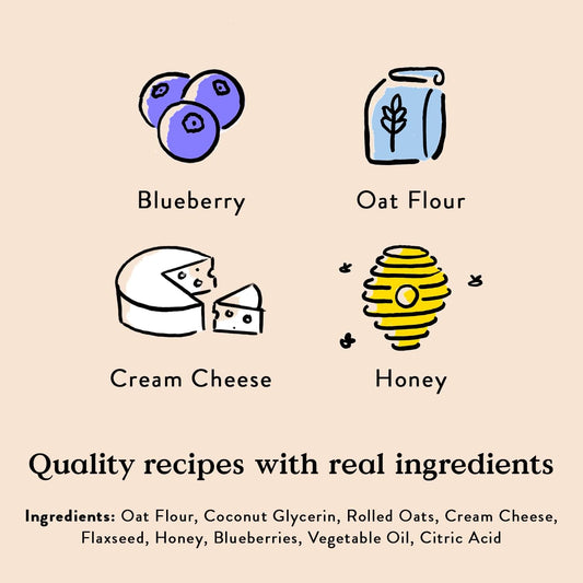 Bocce'S Bakery 'Berries & Cream Treats For Dogs, Wheat-Free Everyday Dog Treats, Made With Real Ingredients, Baked In The Usa, All-Natural Soft & Chewy Cookies, Cream Cheese & Blueberry, 6 Oz