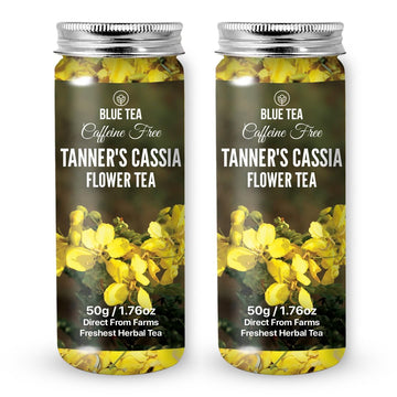 Blue Tea -Tanner'S Cassia (Avarampoo) Tea Loose Leaf - 3.52 Oz (Pack Of 2) | Flower Based | Herbal Tea - Caffeine Free - Farm Fresh - 100% Natural - No Preservatives - Non-Gmo | Pet Jar Packaging