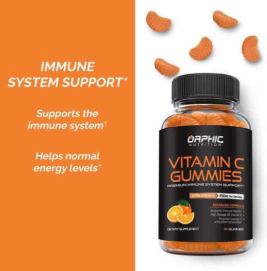 Vitamin C Gummies For Daily Immune Support* - Extra Strength 250Mg Vitamin C Supplement Made Up Of Vitamin C Antioxidants For Adults & Kids* - For Immune System Support* - 60 Gummies