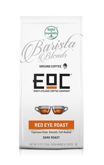Eight O'Clock Coffee Barista Blends Red Eye Roast, 11 Ounce, Ground Dark Roast Espresso Style Coffee, Full Bodied