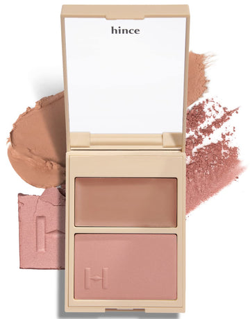 Hince True Dimension Layering Cheek - Cream & Pressed Powder 2 Different Shades & Textures - Silky Seamless Long Lasting Blush Makeup - Muted Beige & Elegant Rose Beige (1, Allure In The Air, L001)