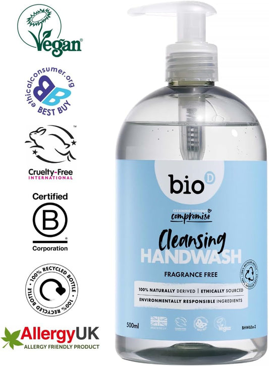 BIO D Anti Bacterial Hand Wash Fragrance Free 500ml (PACK OF 1)