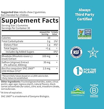 Garden of Life Herbals Stress Relief Gummy with Rhodiola & Saffron for Positive Mood & Stress Response Plus Prebiotics & Probiotics for Digestive Support – Non-GMO, Gluten-Free, Kosher, 30 Servings : Health & Household