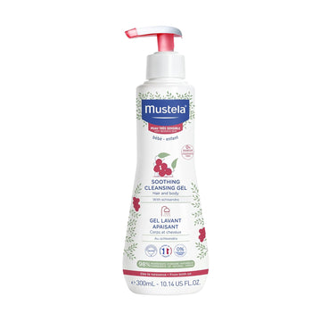 Mustela Baby Soothing Cleansing Gel - Fragrance-Free Hair & Body Wash For Very Sensitive Skin - With Natural Avocado Perseose & Schizandra Berry - 10.14 Fl. Oz