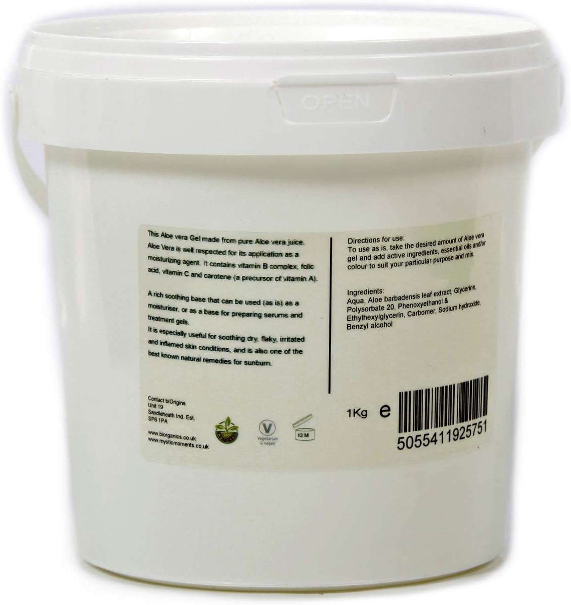 Biorigins Aloe Vera Gel Skincare Base 1Kg : Amazon.co.uk: Beauty