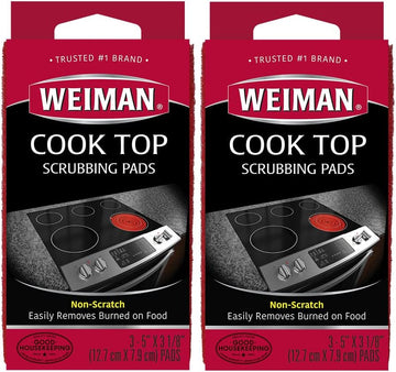 Weiman Cook Top Scrubbing Pads, 3 Count, 2 Pack Cuts Through the Toughest Stains - Scrubbing Pads Carefully Wipe Away Residue