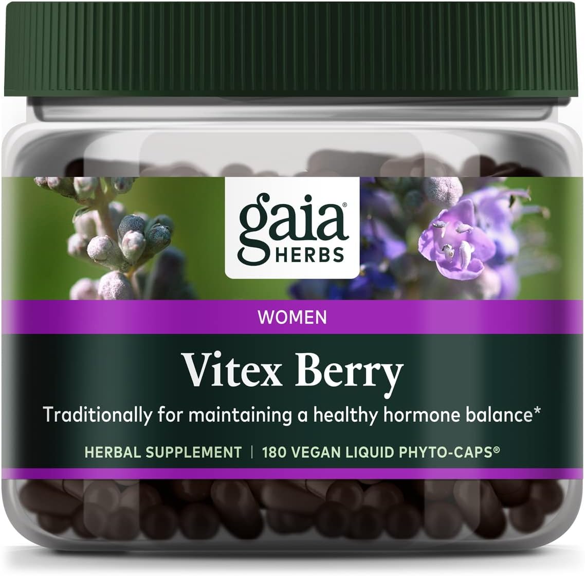 Gaia Herbs Vitex Berry (Chaste Tree) - Supports Hormone Balance & Fertility For Women - Helps Maintain Healthy Progesterone Levels To Support Menstrual Cycle Health - 180 Vegan Caps (90-Day Supply)