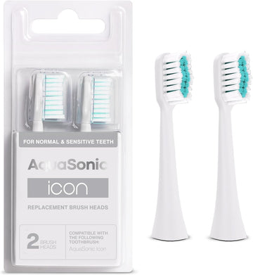 Aquasonic Icon Replacement Brush Heads | Compatible With Aquasonic Icon Toothbrush | 2 Brush Heads | For Normal & Sensitive Teeth (Pearl)