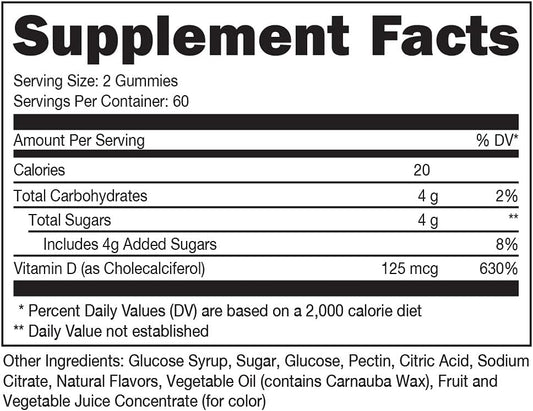 Bucked Up Vitamin D3 125mcg, 120 Gummies - Essentials : Health & Household