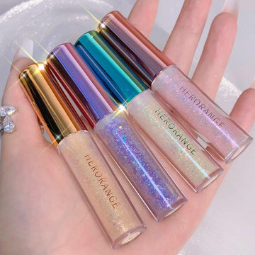 4Pcs Liquid Eyeshadow Set Crystal Diamond High-Gloss Liquid Liner Shimmer Glitter Highlight Metallic Liquid Shadows Quick-Drying Sequin Pearlescent Eye Makeup Cosmetic