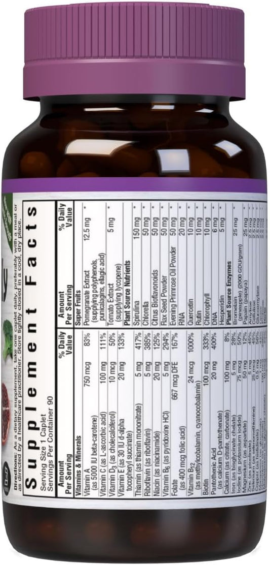 Bluebonnet Super Earth Single Daily Multi-Nutrient Formula Iron Caplets, 90 Count Green