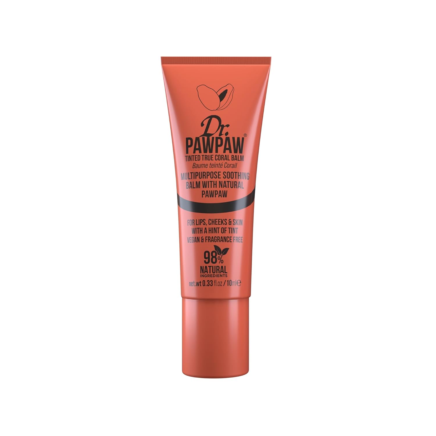 Dr. Pawpaw Multipurpose Soothing Tinted Balm - Lip Balm For Lips, Cheeks, Eyes – Tinted Lip Balm - Lip Moisturizer With Pawpaw - True Coral - 0.33 Oz