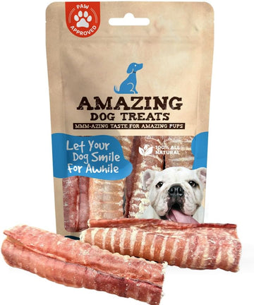 Amazing Dog Treats - 6 Inch Beef Trachea Dog Chews (20 pcs - 32 oz) - Trachea Dog Treats - NO Hide - Digestible and Safe Chews for Dogs - Glucosamine and Chondroitin for Joint Health for Dogs
