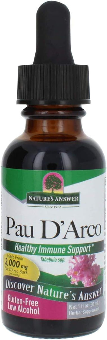 Nature'S Answer Pau D'Arco Inner Bark With Organic Alcohol 1   | Promotes Healthy Gut Ora | Natural Immune Support Booster