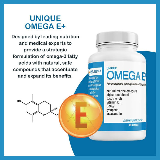 UNIQUE E A.C. Grace Company Omega E+ - Fish Oil Supplement - with Mari