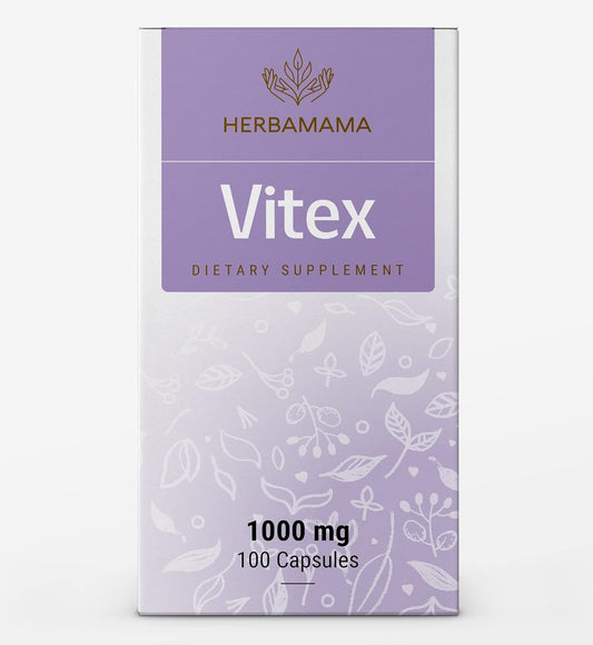 HERBAMAMA Vitex Supplement for Women - Organic Vitex Chasteberry Pills - Vegan Supplements, 1000mg, 100 Capsules