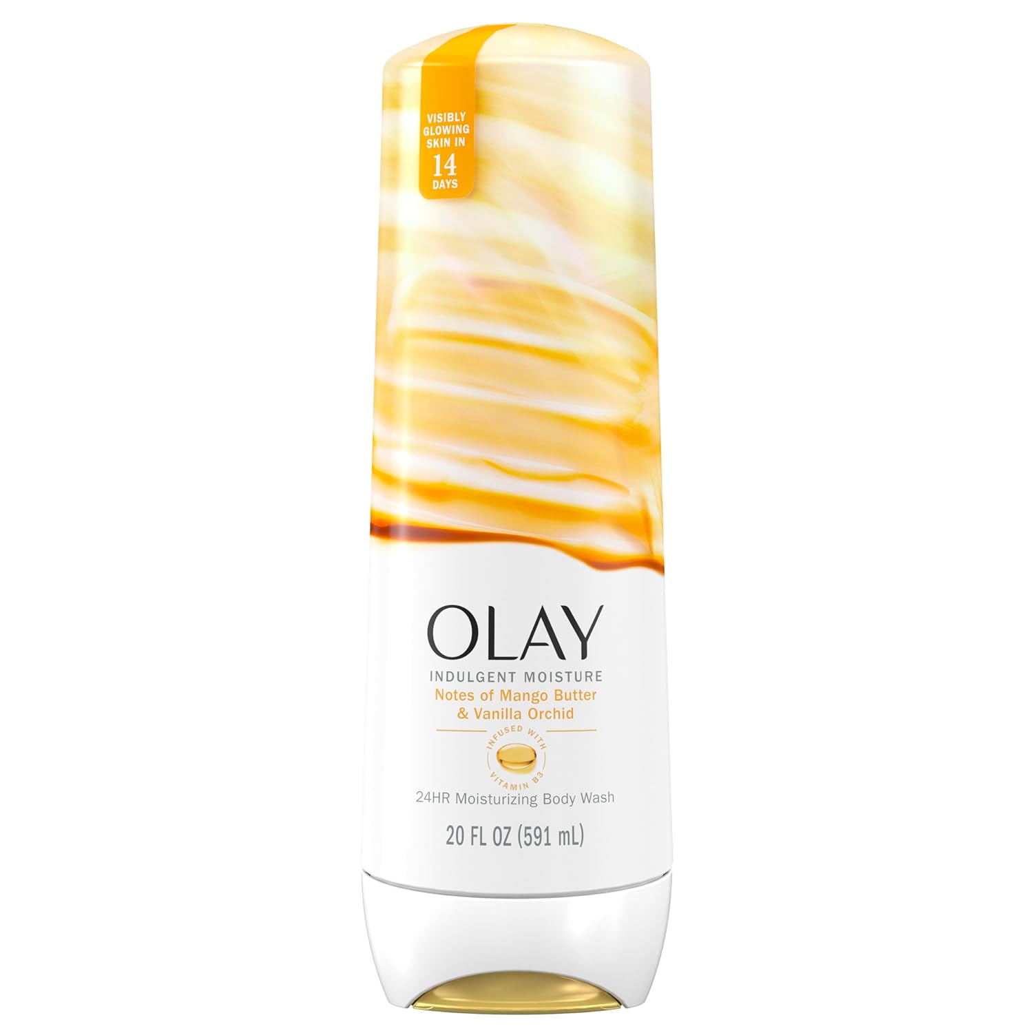 Olay Indulgent Moisture Body Wash For Women, Infused With Vitamin B3, Notes Of Mango Butter And Vanilla Orchid Scent, 20 Fl Oz