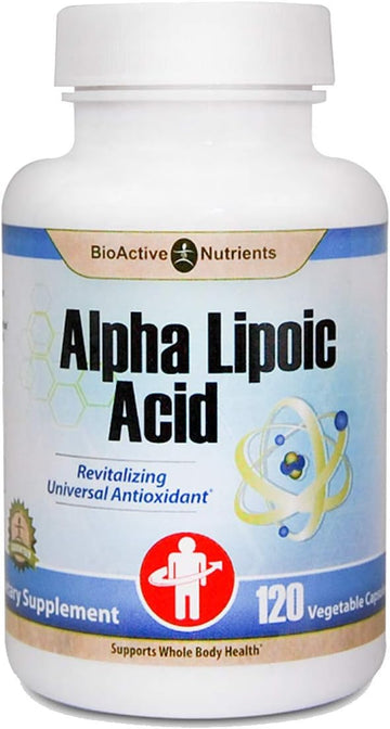 BIOACTIVE NUTRIENTS Alpha Lipoic Acid Supplement - Antioxidant Support - 120 Vegetable Capsules