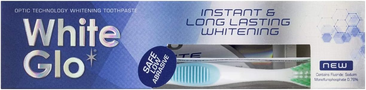 White Glo Instant White Optic Technology Whitening Toothpaste + Toothbrush