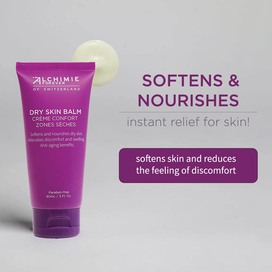 Alchimie Forever Dry Skin Balm | Silky Cream Balm Softens & Nourishes Dry, Chapped, Shea Butter, Jojoba, & Willow Bark I Ideal For Hands, Feet, Elbows, Knees I Anti-Aging 3Oz