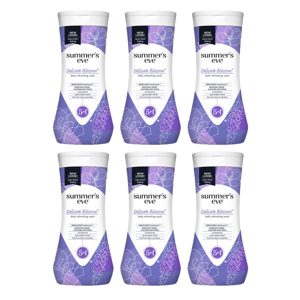 Summer'S Eve Delicate Blossom Daily Refreshing Feminine Wash, Removes Odor, Ph Balanced, 15 Fl Oz. (Pack Of 6)