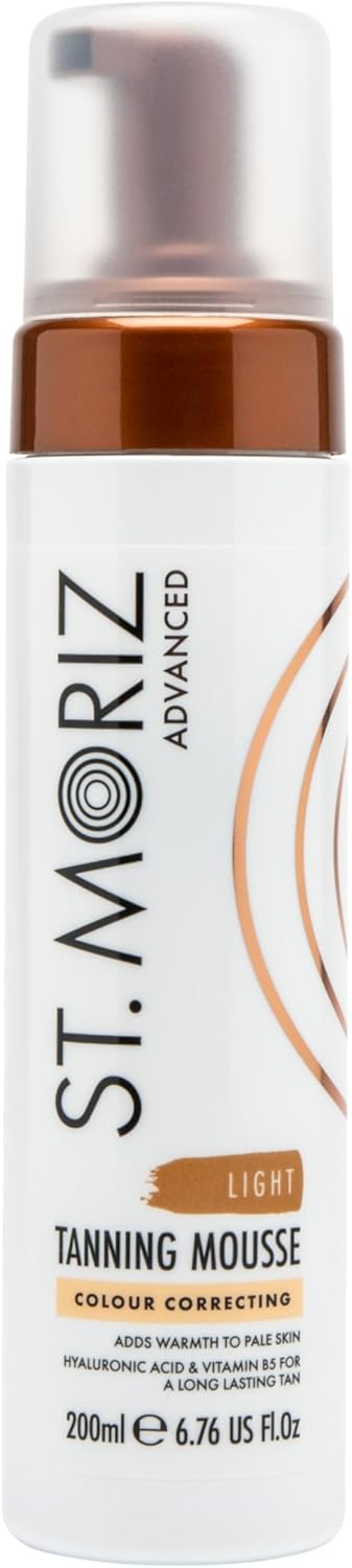 St Moriz Advanced Colour Correcting Tanning Mousse In Light | With Hyaluronic Acid, Vitamin B5 & Advanced Skin Care Benefits | Adds Warmth To Fair Skin | Fast-Drying Vegan Fake Tan Mousse | 200Ml