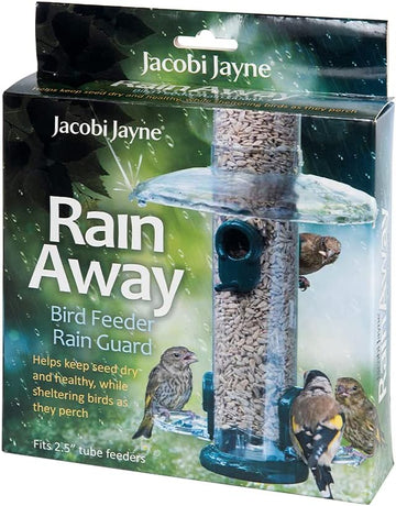 Rain Proof Bird Feeder Guard - Jacobi Jayne® Rainaway™ Bird Feeder Rain Guard - Helps keep seed dry and healthy while sheltering perched garden birds - anti rain, bird feeder weather baffle?RA-1