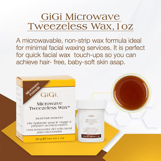 Gigi Microwave Tweezeless Wax - Non-Strip Facial Hair Remover, Honey-Infused, 1 Oz