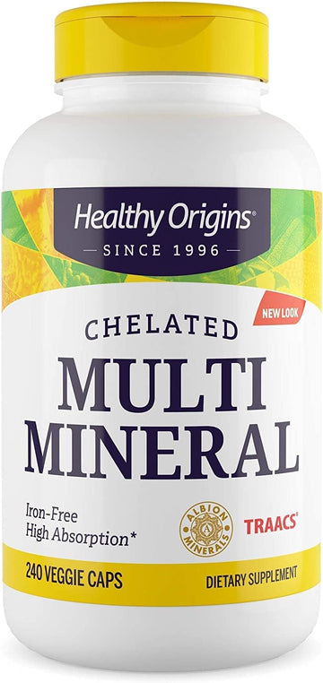 Healthy Origins Chelated Multi Mineral - Chelated Trace Minerals Supplement with Selenium, Iodine, Magnesium & More - Gluten-Free Supplement with Aion Minerals - 240 Veggie Capsules