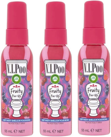 Air Wick V.I.P. Pre-Poop Toilet Spray | Fruity Pin-Up Scent | Contains Essential Oils | Travel size Air Freshener | Up to 100 uses - 1.85 Ounce (Pack of 3)