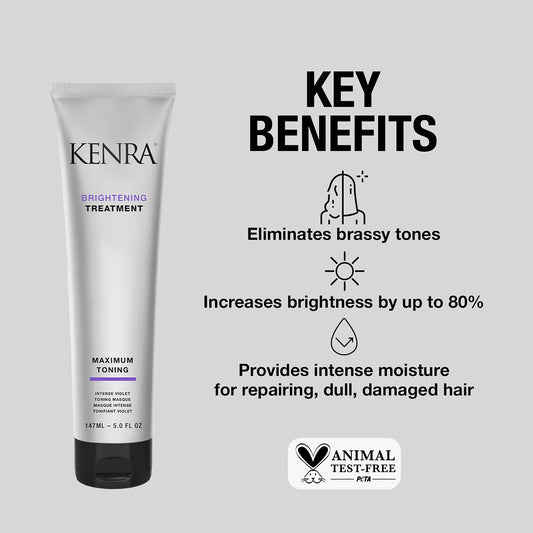 Kenra Brightening Treatment | Eliminates Brassy Tones | Intense Violet Toning | Purple/Violet Masque for Blondes, Grays, Brunettes & All Hair Types