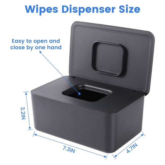 Baby Wipes Dispenser, Wipes Dispenser Baby Wipes Case, Baby Wipe Holder For Fresh Wipes, Non-Slip Wipes Case, Wipe Container With Sealing Design Lid (Black)