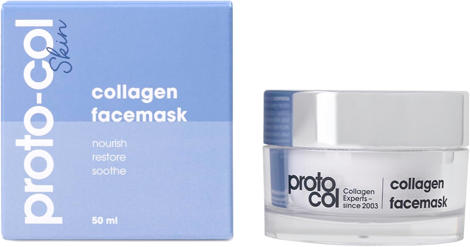 Proto-Col - Collagen Face Mask, Anti-Ageing Beauty Treatment With Vitamins A, C And E + Aloe Vera + Sweet Almond, Boosts Natural Collagen Levels For Plump, Hydrated And Firm Skin (50Ml)