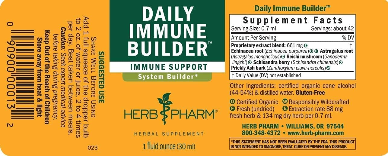 Herb Pharm Daily Immune Builder Herbal Immune System Defense - 2 