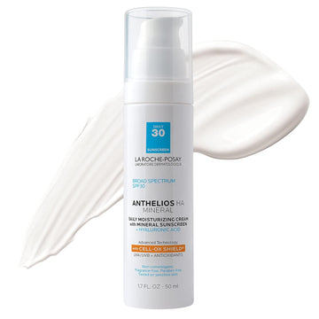 La Roche-Posay Anthelios 100% Mineral Sunscreen Moisturizer With Hyaluronic Acid, Broad Spectrum Spf 30 Face Sunscreen With Zinc Oxide & Titanium Dioxide, 1.7 Fl. Oz