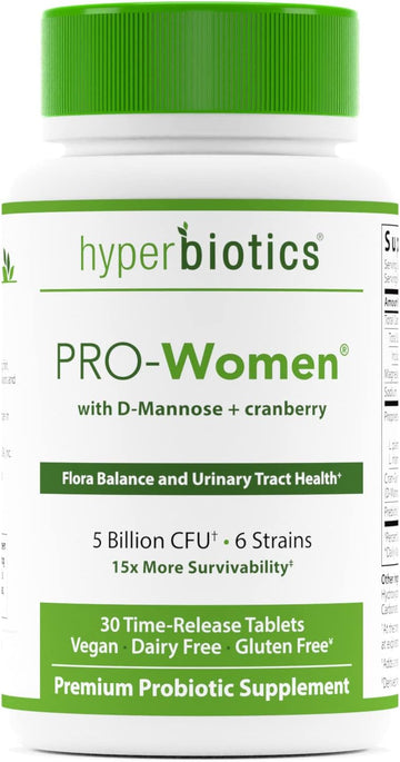 Hyperbiotics Probiotics for Women | Vegan Time Release Tablets | Premium Vaginal Probiotic with Cranberry Extract | Womens Probiotic for Digestive Health & PH Balance | Dairy & Gluten Free | 30 Count